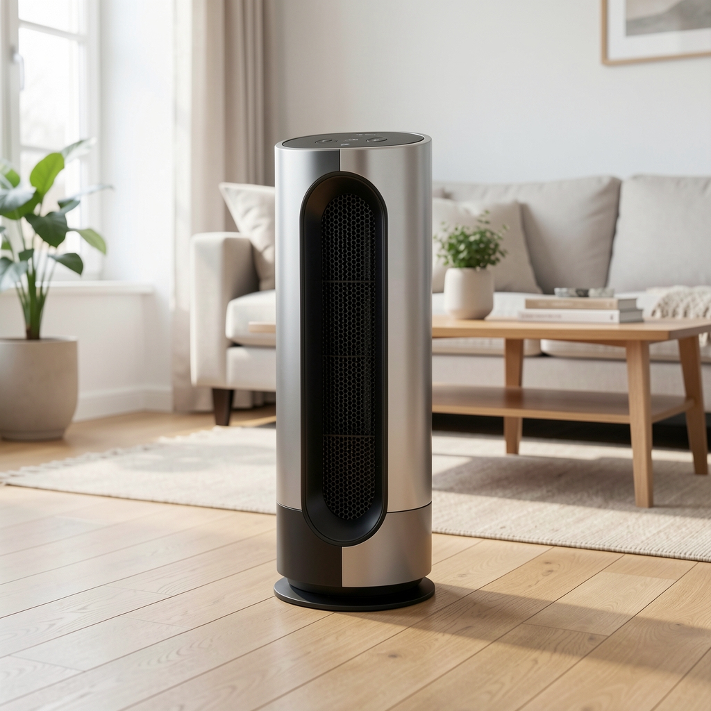 Dyson Pure Cool Link prečišćivač vazduha sa ventilatorom u crno-srebrnoj boji u svetloj sobi