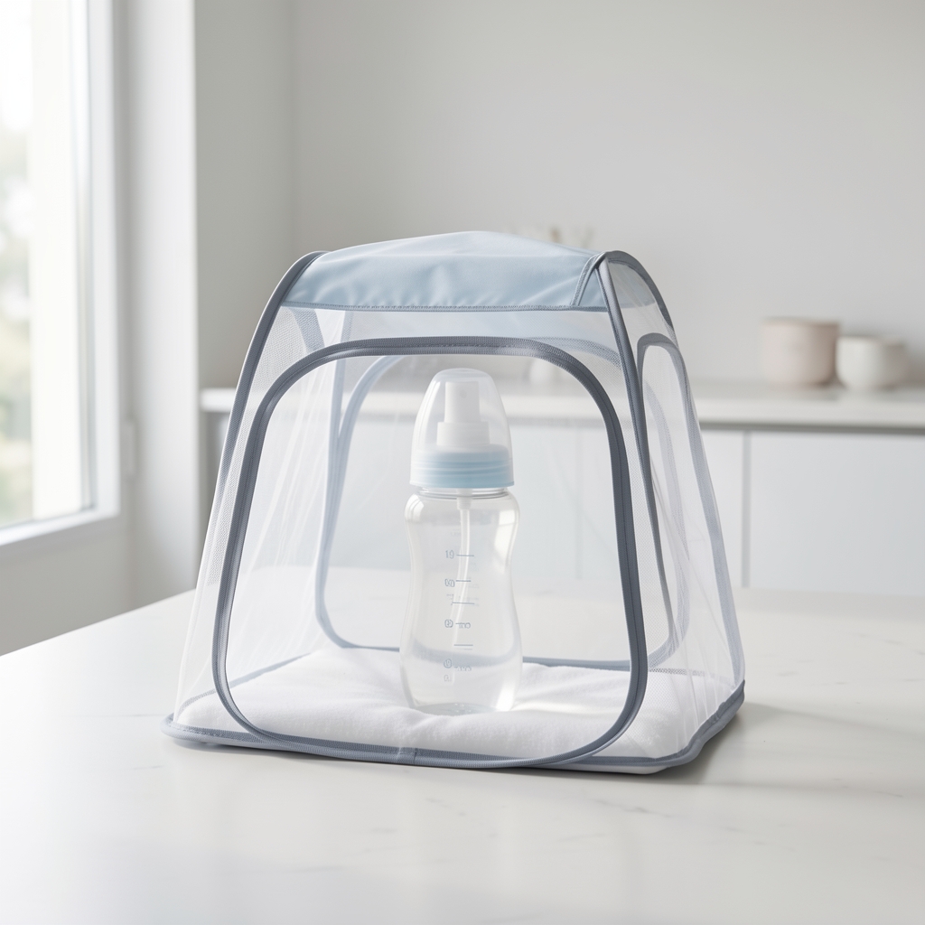 MAM Electric Bottle Warmer beli sa prozirnim poklopcem i flašicom za bebe unutra